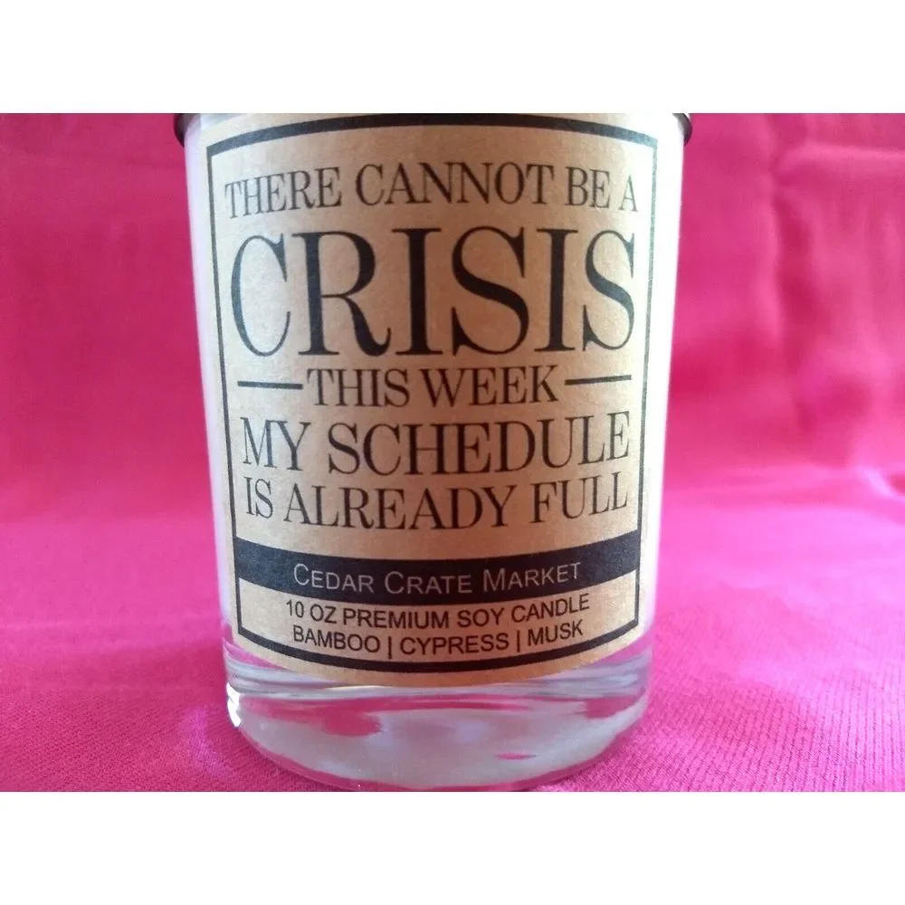 Cedar Crate Market Candle Premium Soy Wax There Cannot Be A Crisis This Week NEW